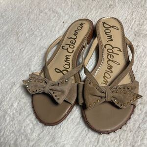 Sam Edelman leather suede khaki Studded Bow Sandals SZ8.5